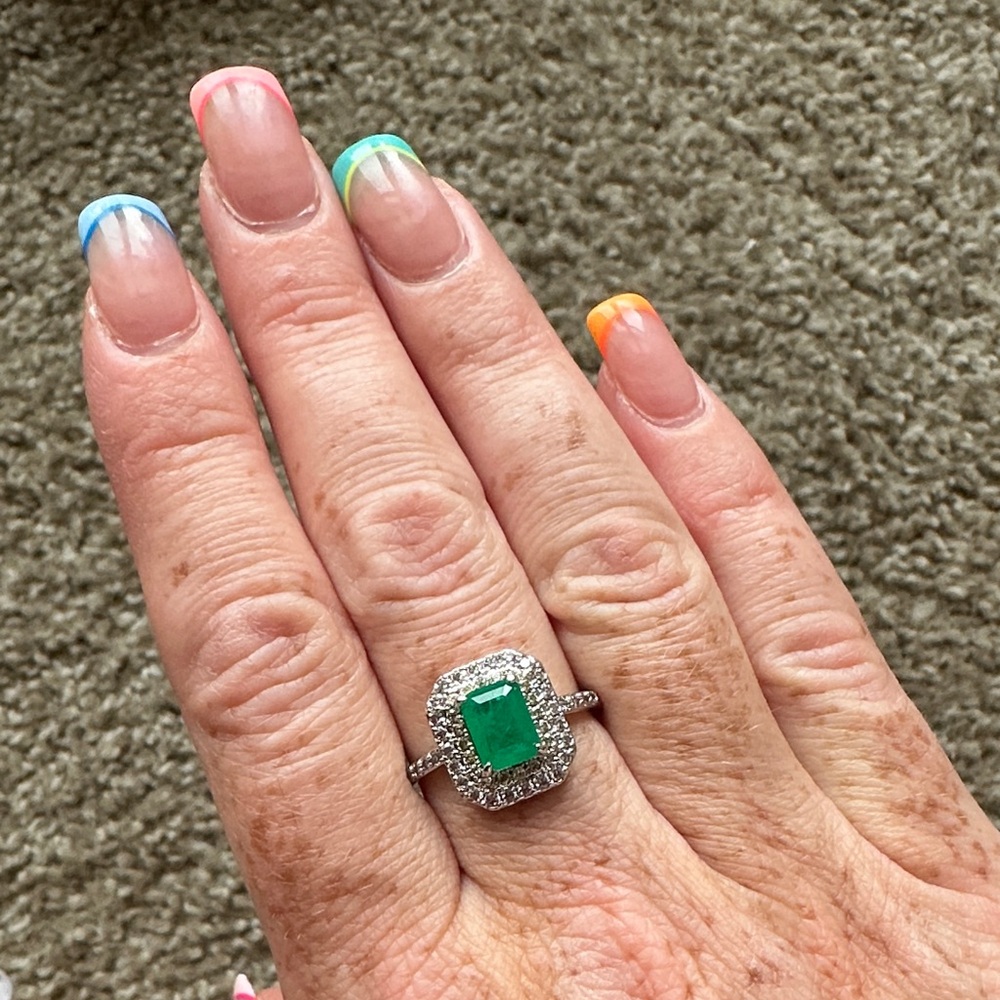 Silver Ring with Green Gemstone